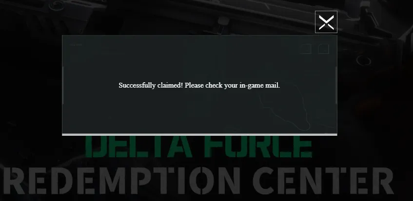 Deu tudo certo! Você conseguiu resgatar o seu código Delta Force!