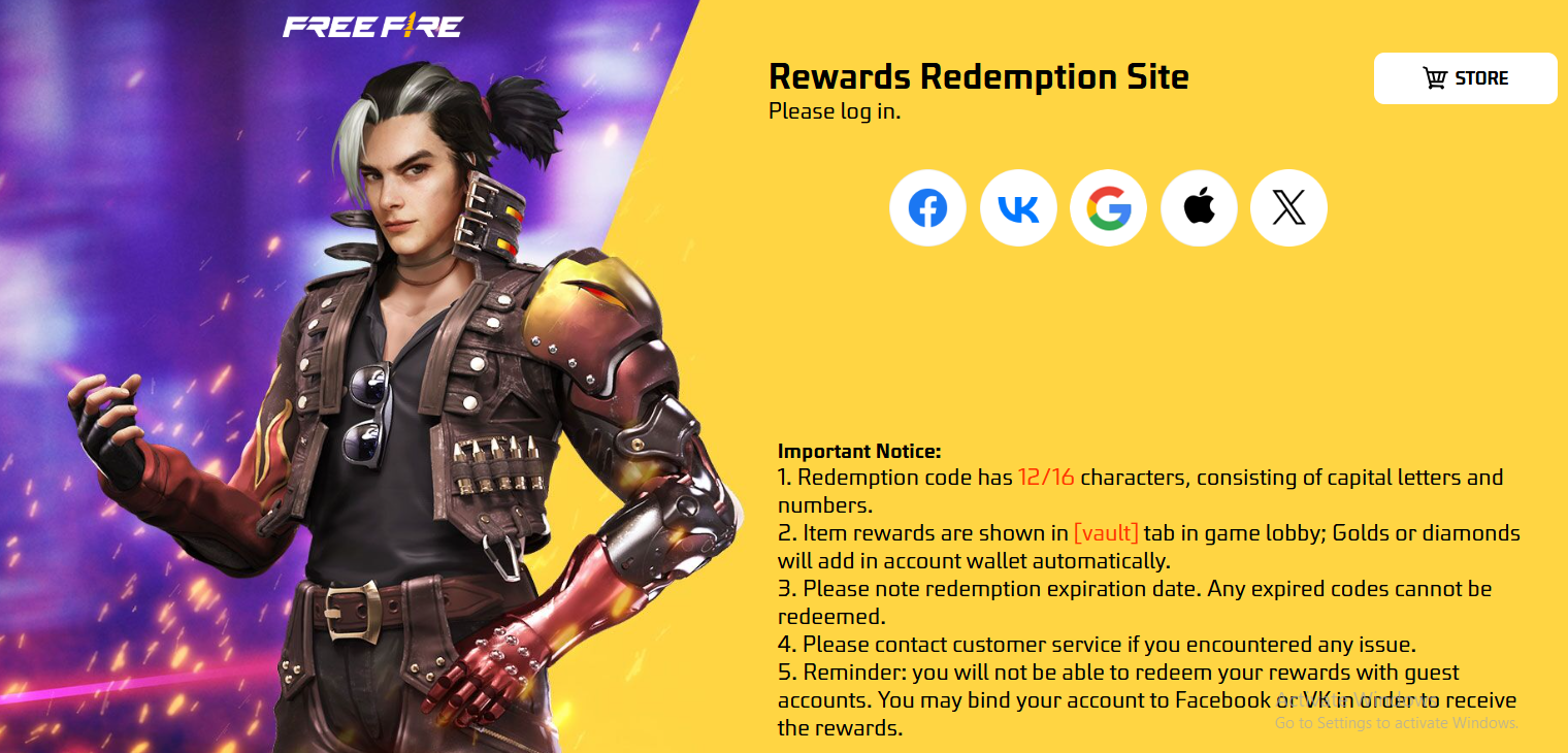 Visita el sitio web de Canje de Recompensas de Garena.
