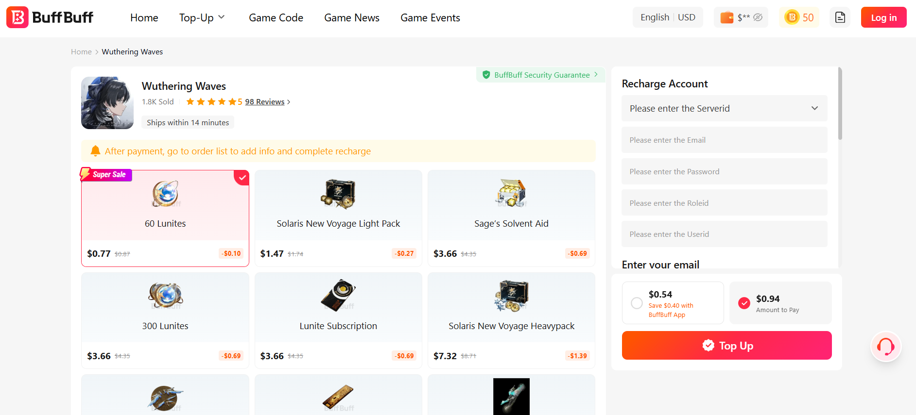 Top Up Your Wuthering Waves Wallet by BuffBuff