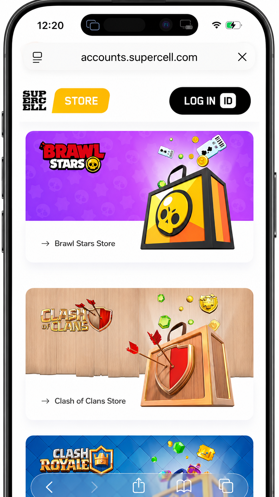Log into Supercell Store