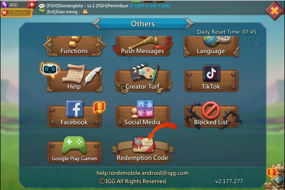 Scroll down and tap Redemption Code.