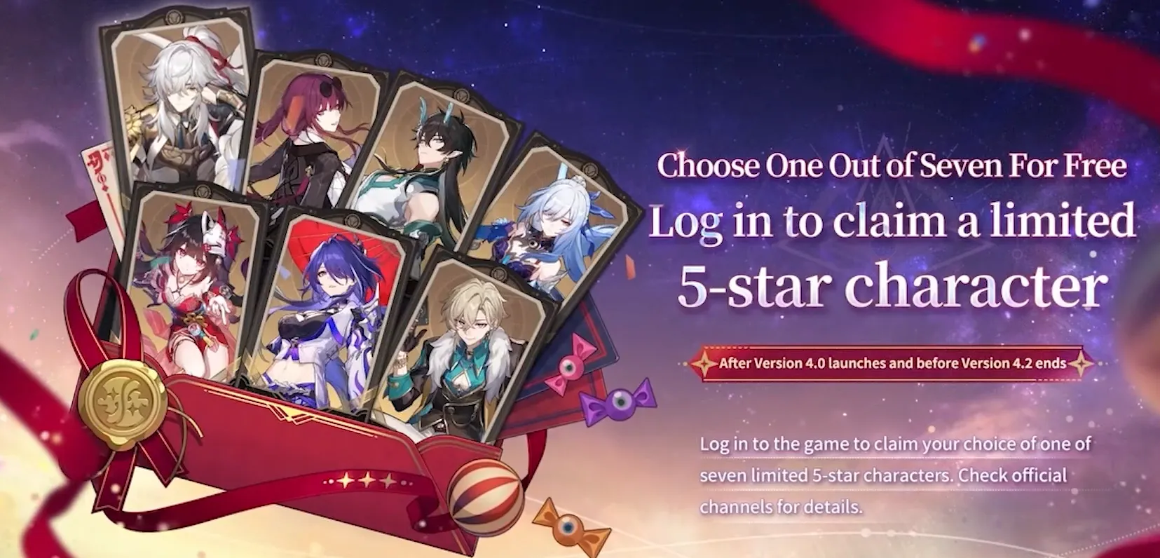 Choose 1 of 7 Limited 5-Star Characters
