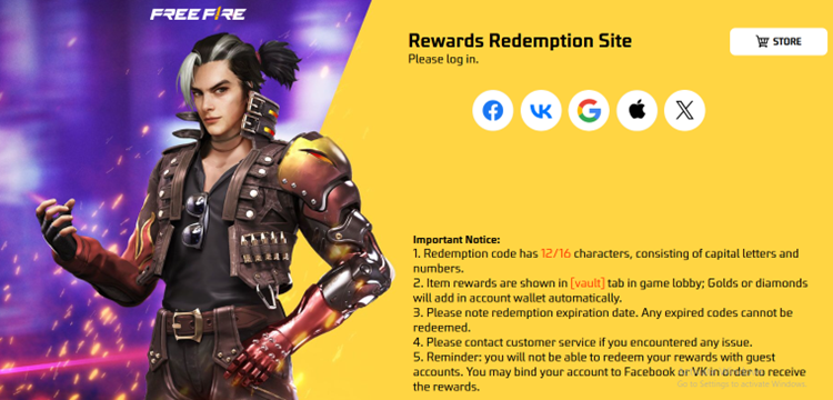 Free Fire Redeem Codes Website