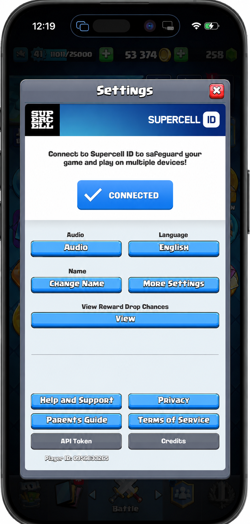 Connect Supercell Account