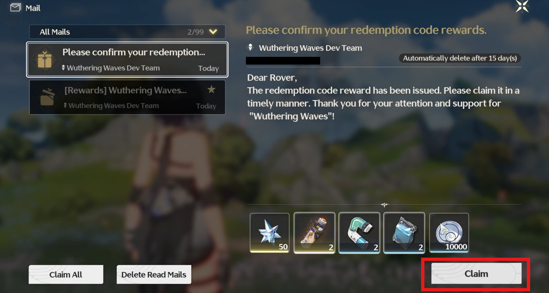 cara redeem code wuthering waves